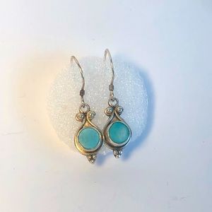Silver Earring Turquoise Stone, Handmade, Boho